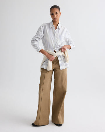 TWP White / midnight Big Joe Shirt in Hairline Stripe view 3