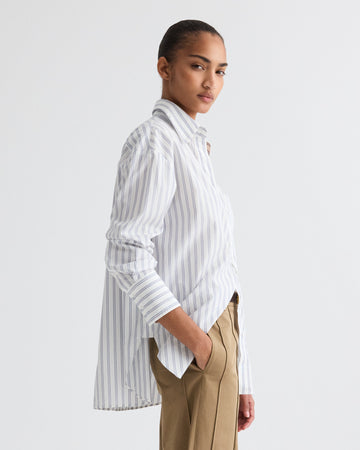 TWP White / midnight Big Joe Shirt in Hairline Stripe view 4