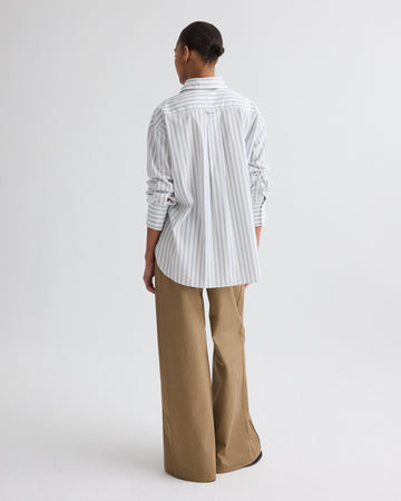 TWP White / midnight Big Joe Shirt in Hairline Stripe view 5