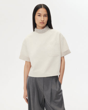 TWP Natural Ex T With Crystal Collar in Japanese Denim view 1