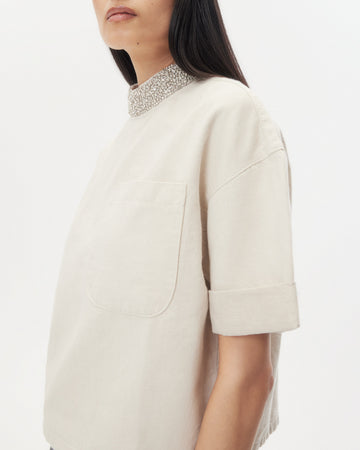 TWP Natural Ex T With Crystal Collar in Japanese Denim view 2