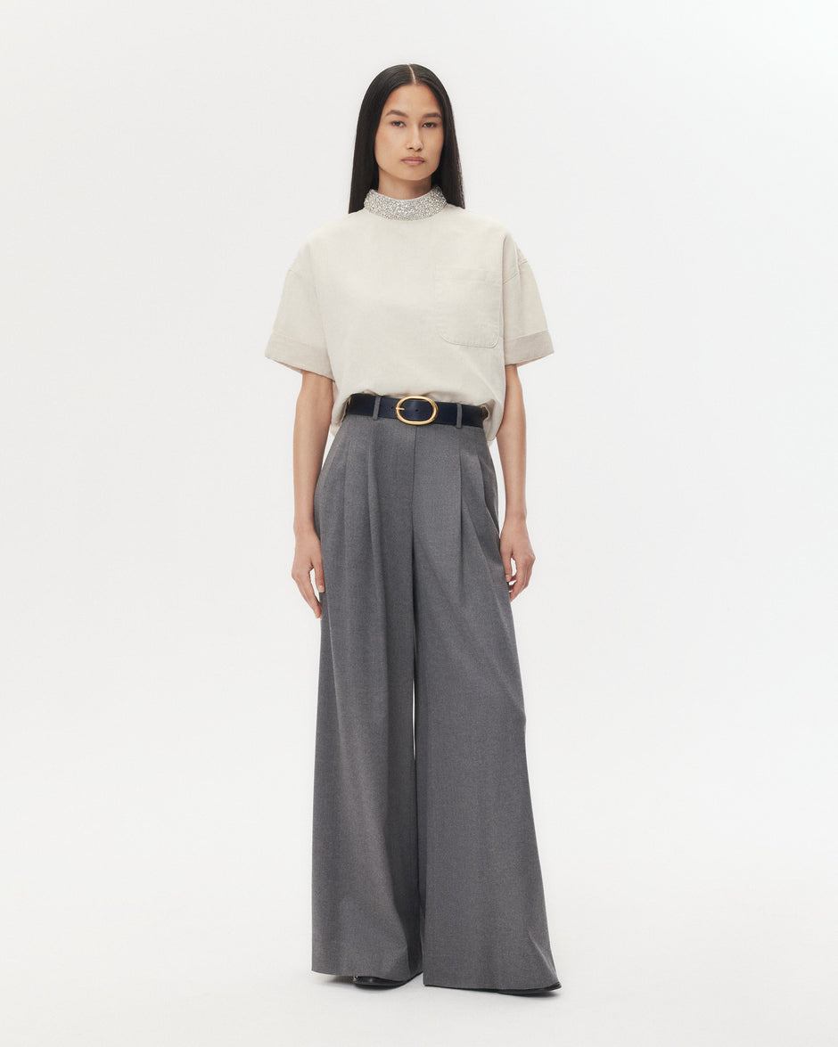 TWP Natural Ex T With Crystal Collar in Japanese Denim view 3