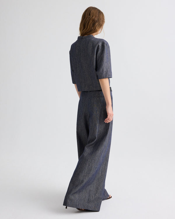 TWP Medium indigo / gold Ex T in Sequined Denim view 5