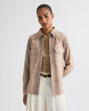 TWP Taupe multi Ranchers Daughter in Embossed Python Leather view 1