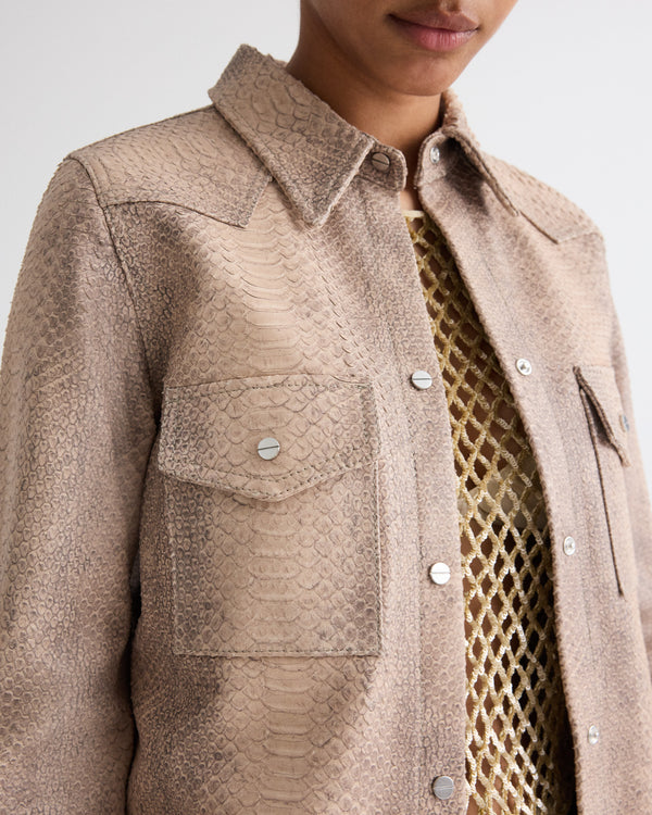 TWP Taupe multi Ranchers Daughter in Embossed Python Leather view 3