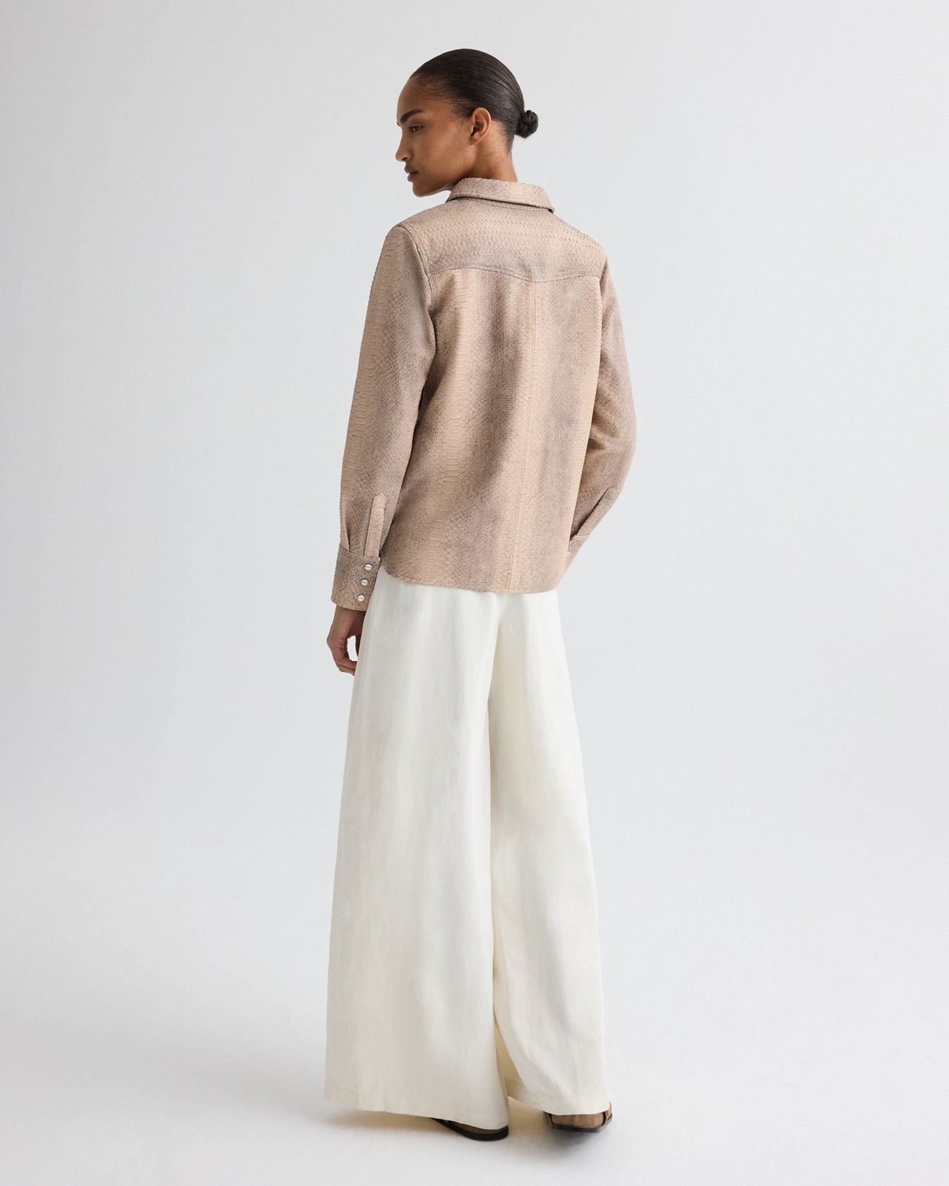 TWP Taupe multi Ranchers Daughter in Embossed Python Leather view 5