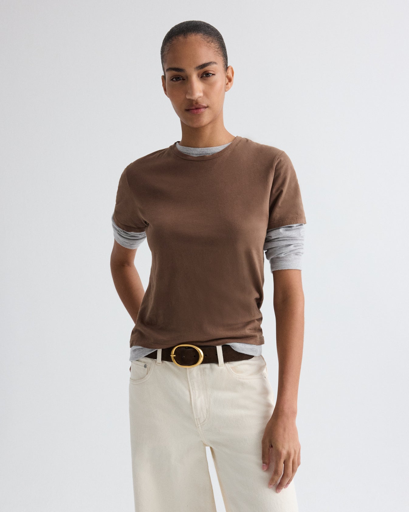 TWP British khaki His Tee in Supima Cotton view 1