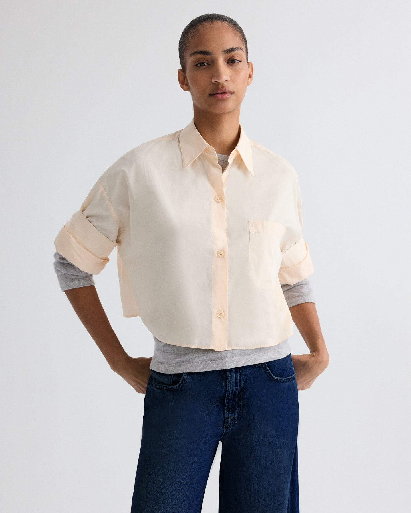 TWP Creme de peche Next Ex Shirt in Superfine Cotton view 1