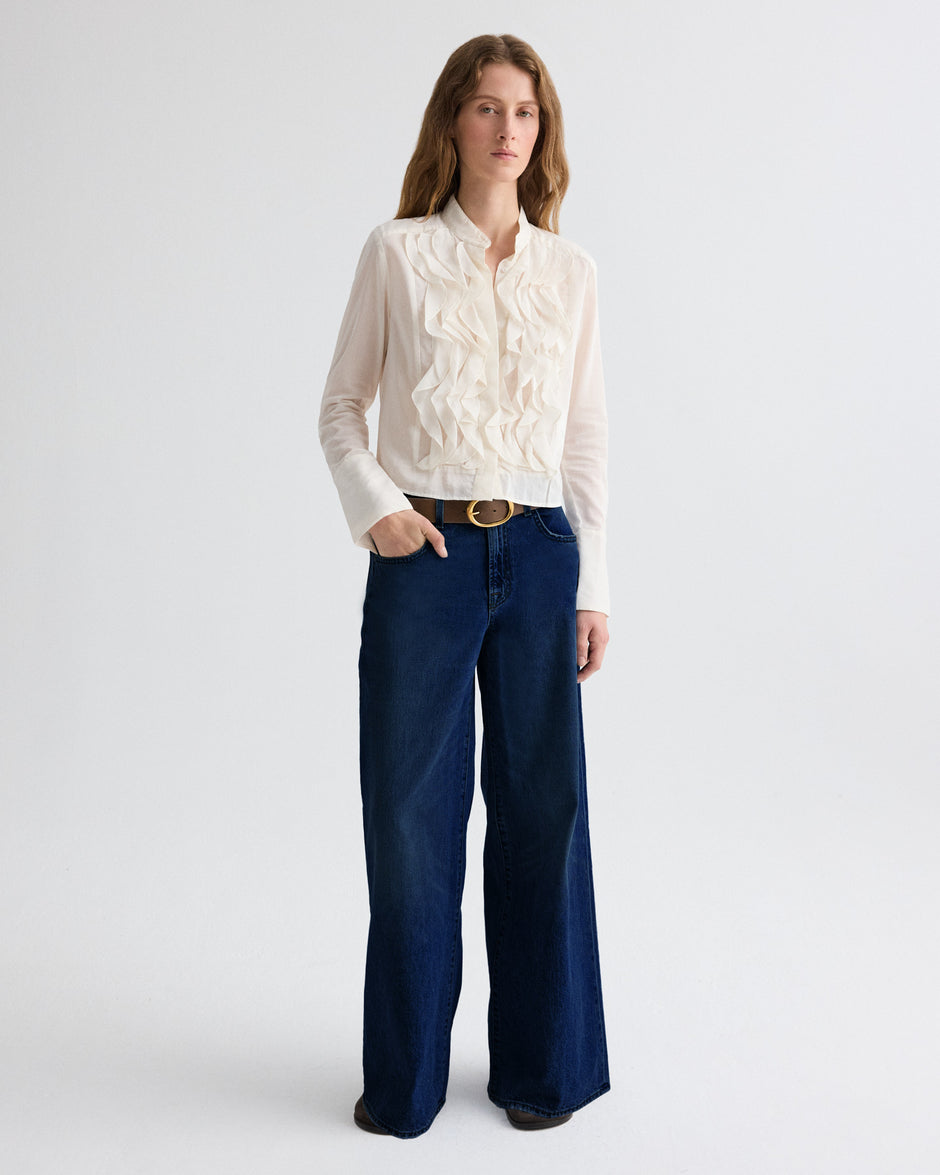 TWP White Patti Top in Cotton Silk Organza view 3