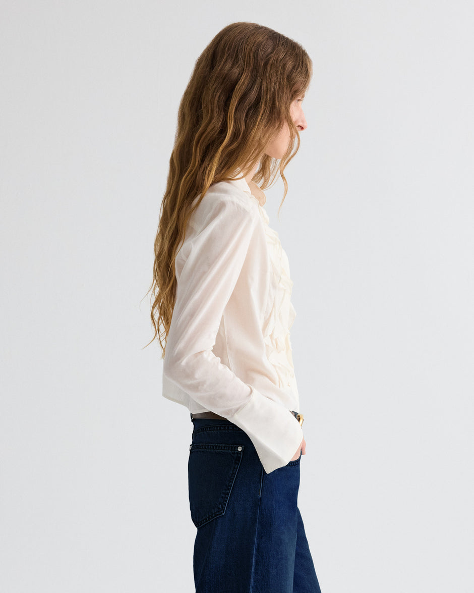 TWP White Patti Top in Cotton Silk Organza view 4