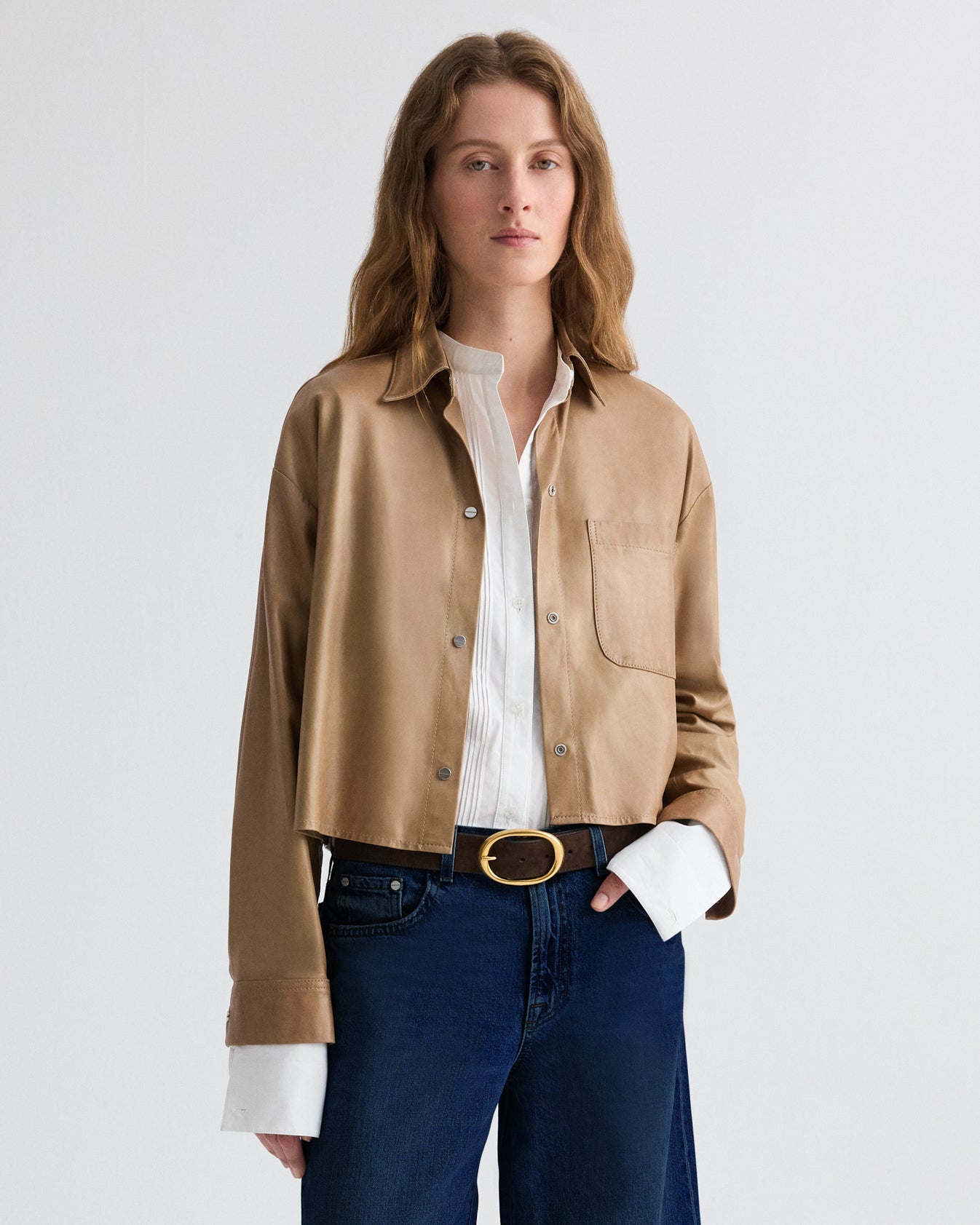 TWP Olive grey Little Big Joe Shirt in Paper Leather view 1