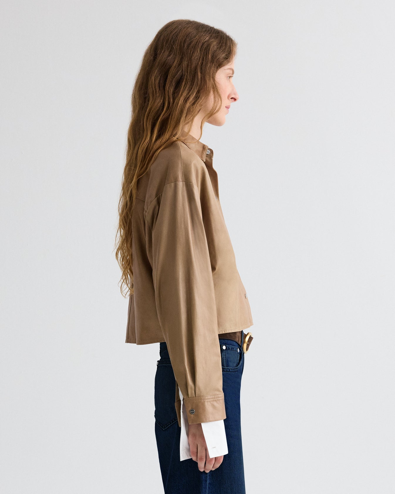 TWP Olive grey Little Big Joe Shirt in Paper Leather view 4