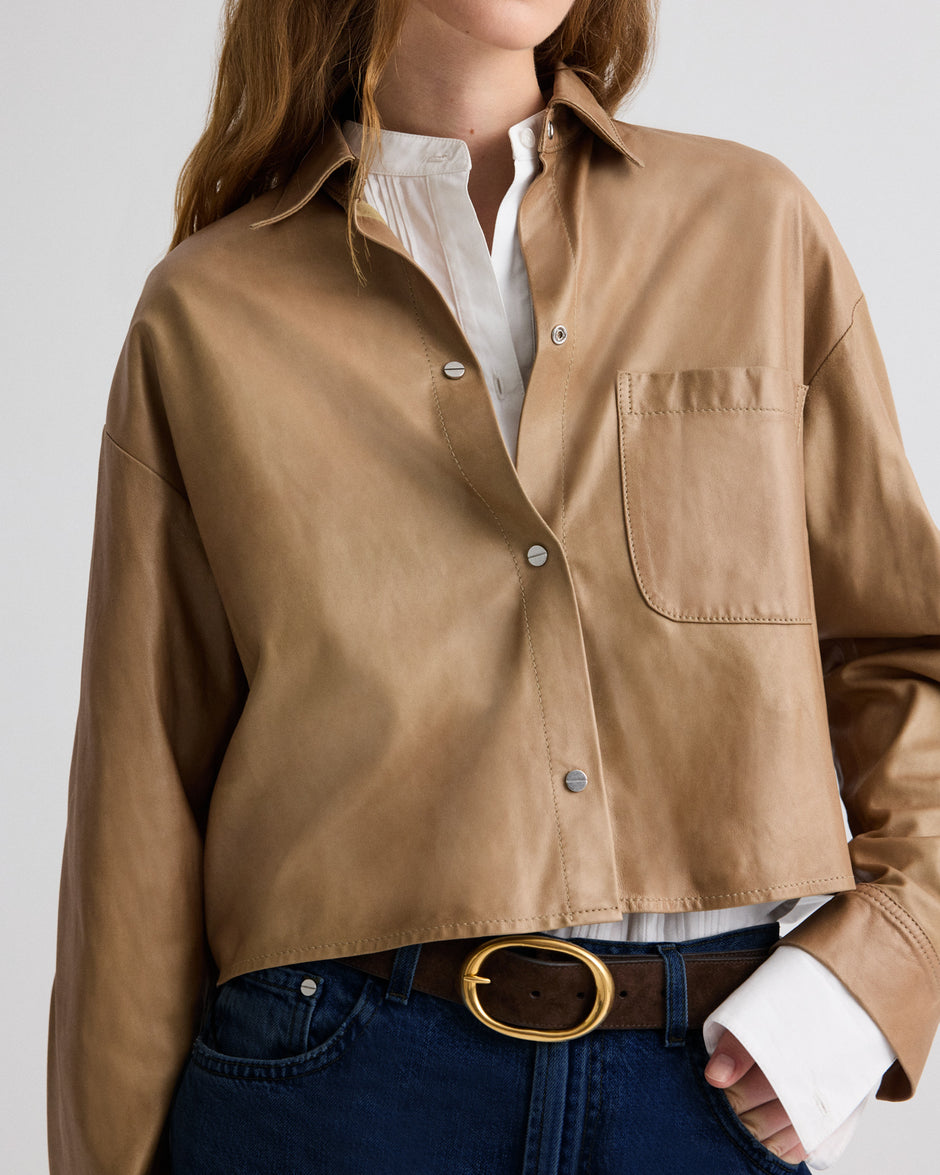 TWP Olive grey Little Big Joe Shirt in Paper Leather view 2