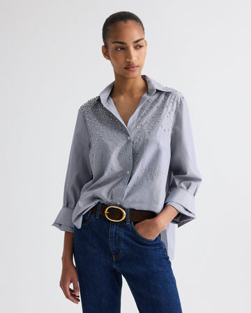 TWP White / midnight Next Morning Shirt with Crystals in Baroness Stripe view 3