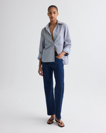 TWP White / midnight Next Morning Shirt with Crystals in Baroness Stripe view 1