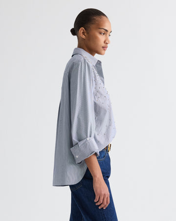 TWP White / midnight Next Morning Shirt with Crystals in Baroness Stripe view 4