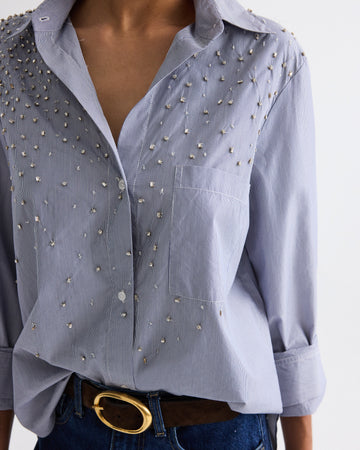 TWP White / midnight Next Morning Shirt with Crystals in Baroness Stripe view 2