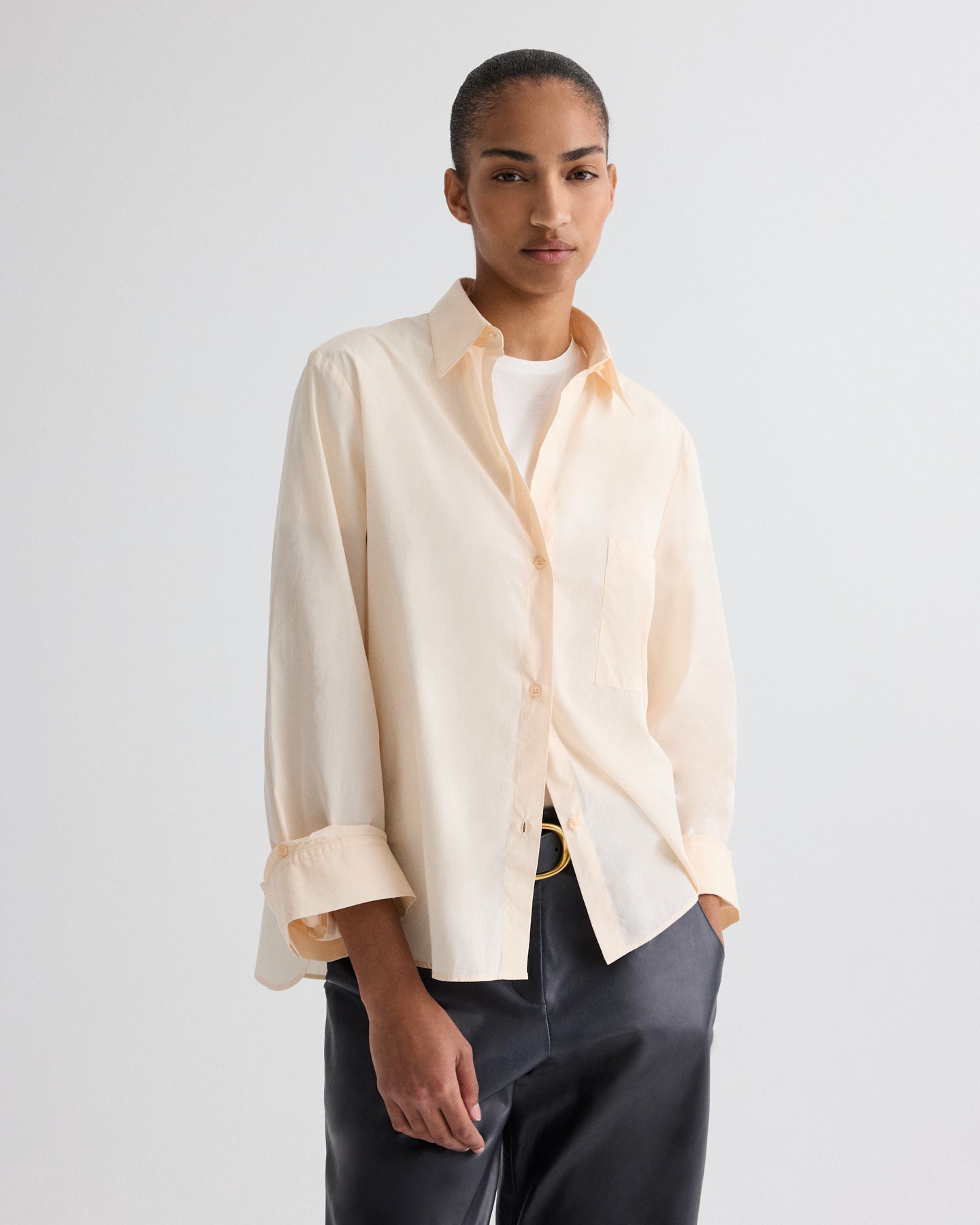 TWP Creme de peche Next Morning Shirt in Superfine Cotton view 1