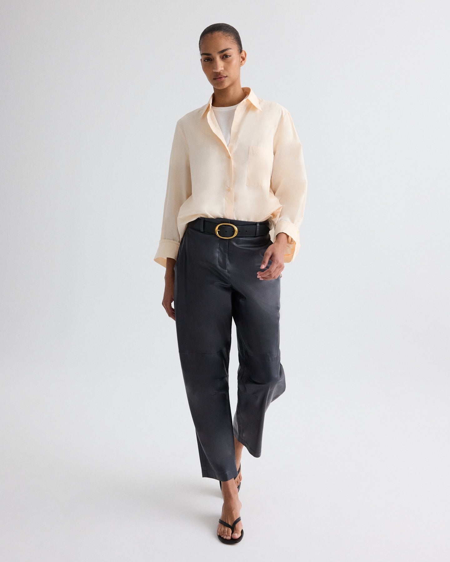 Creme de peche Next Morning Shirt in Superfine Cotton | TWP