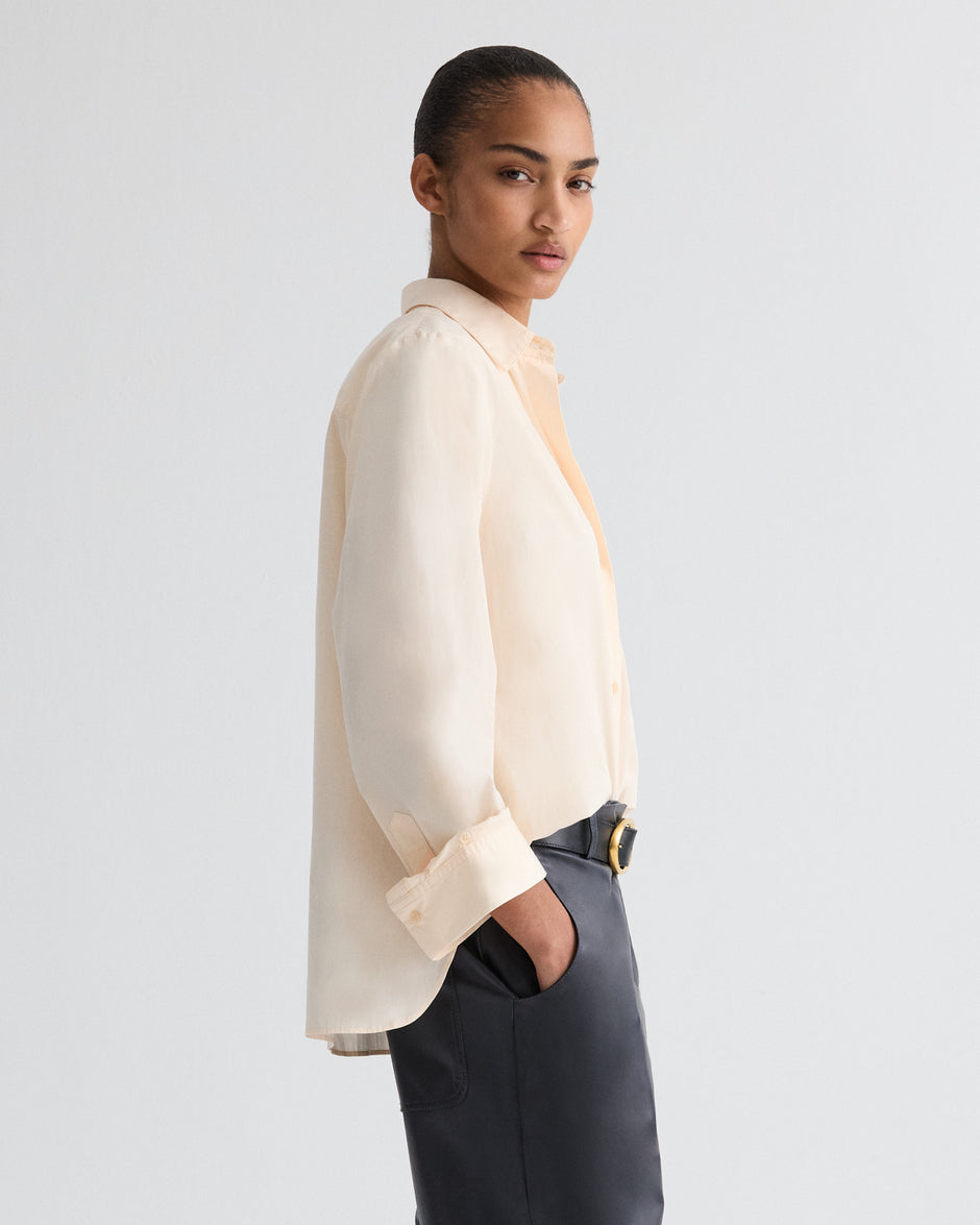 TWP Creme de peche Next Morning Shirt in Superfine Cotton view 3