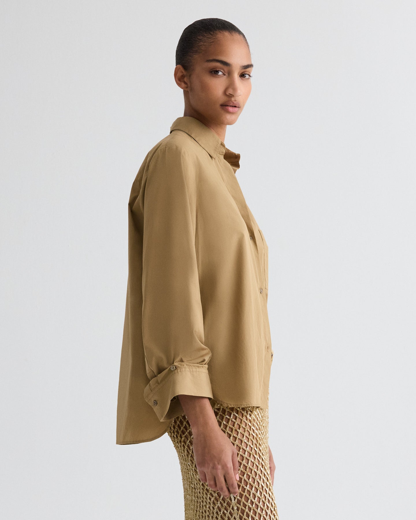 TWP Petrified oak Next Morning Shirt in Superfine Cotton view 4