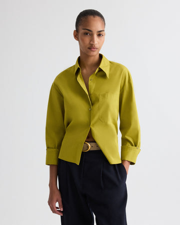 TWP Avocado oil J.D. Shirt in Super Compact Poplin view 2
