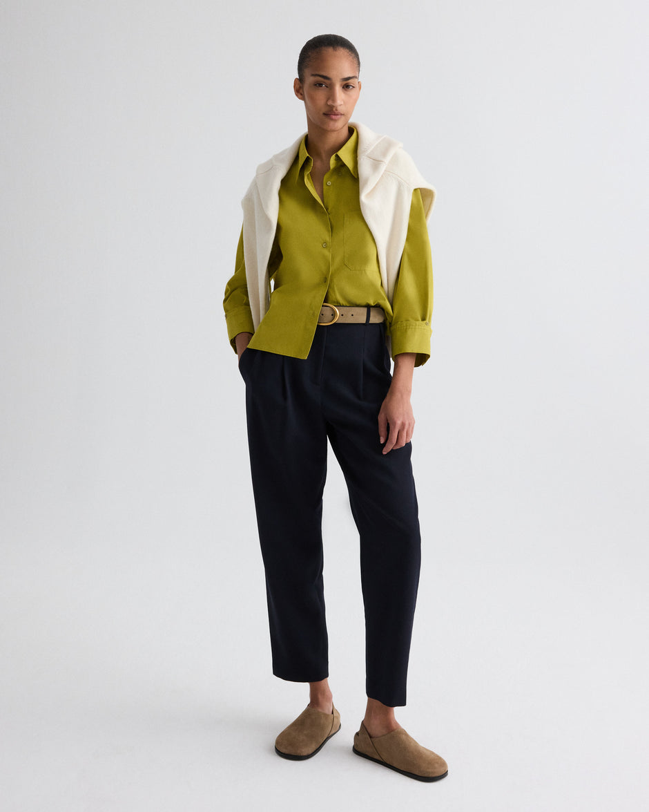 TWP Avocado oil J.D. Shirt in Super Compact Poplin view 4