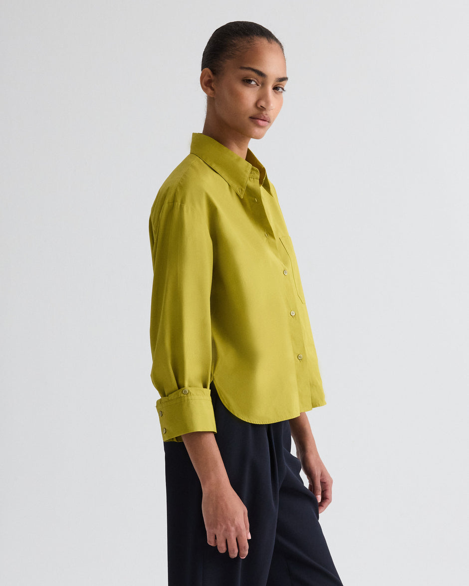 TWP Avocado oil J.D. Shirt in Super Compact Poplin view 1