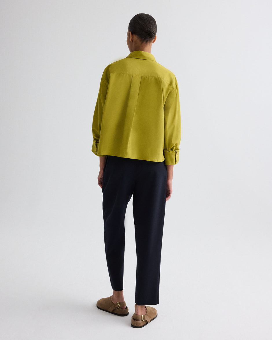 TWP Avocado oil J.D. Shirt in Super Compact Poplin view 5