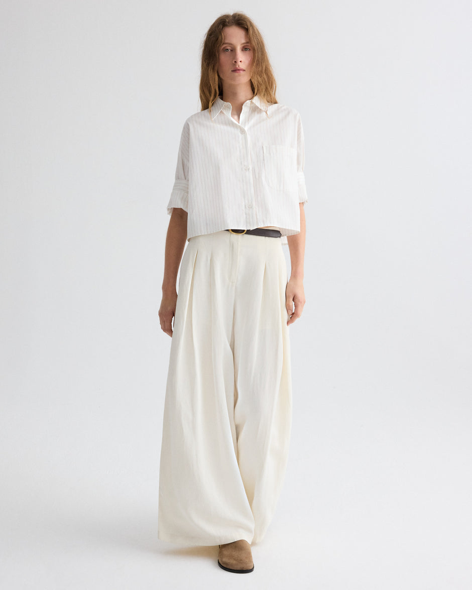 TWP White multi Next Ex Shirt in Mixed Pinstripe Superpop view 2