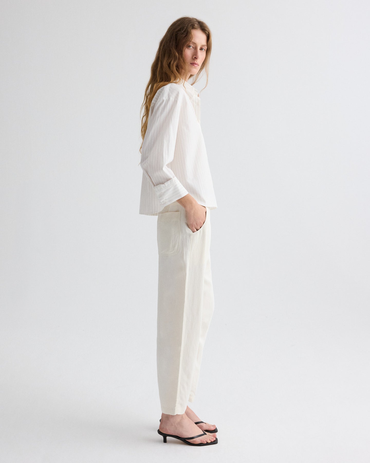 White multi J.D. Shirt in Mixed Pinstripe Superpop | TWP