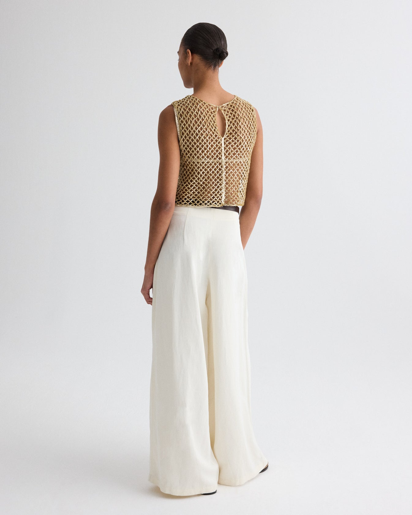 TWP Olive grey Sequined Muscle Tee in Sequin Netting view 5