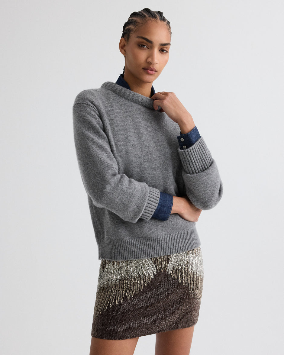 TWP Medium heather grey Stevie Sweater in Italian Cashmere view 2