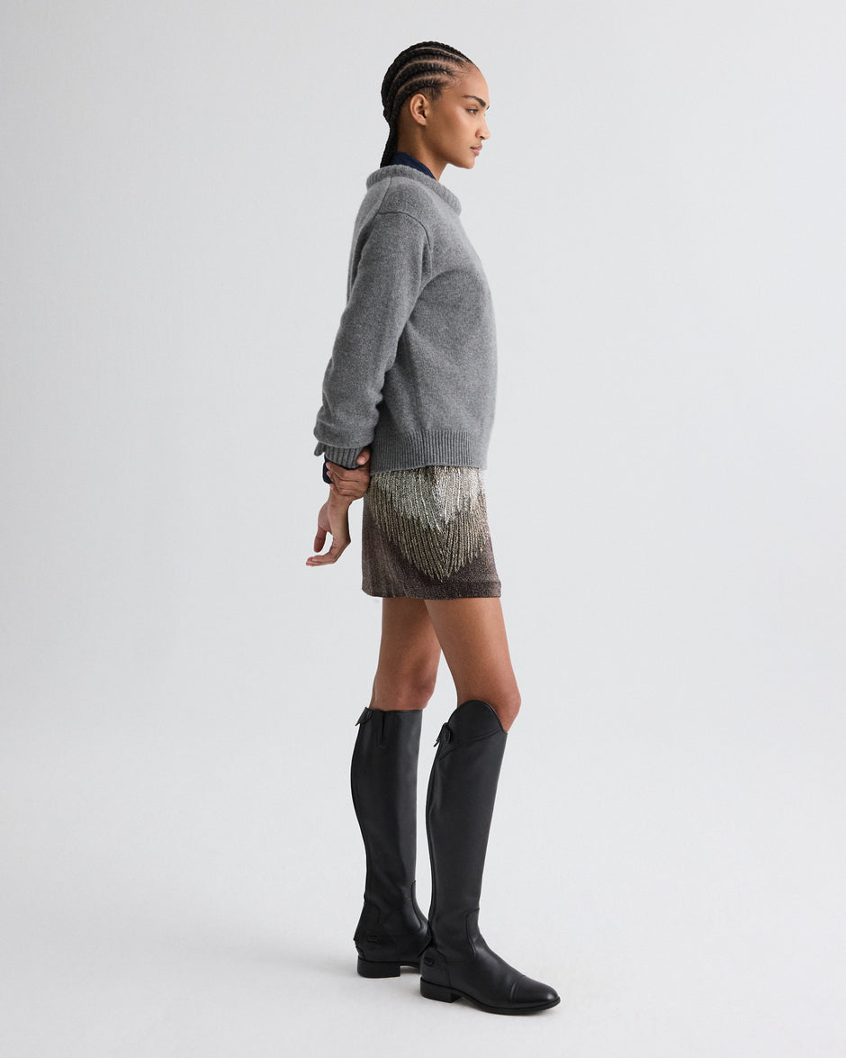 TWP Medium heather grey Stevie Sweater in Italian Cashmere view 4