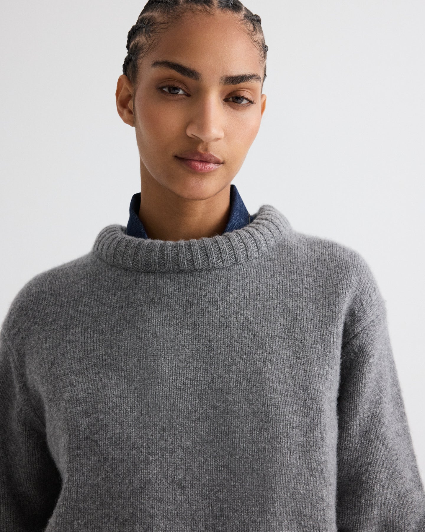 TWP Medium heather grey Stevie Sweater in Italian Cashmere view 1