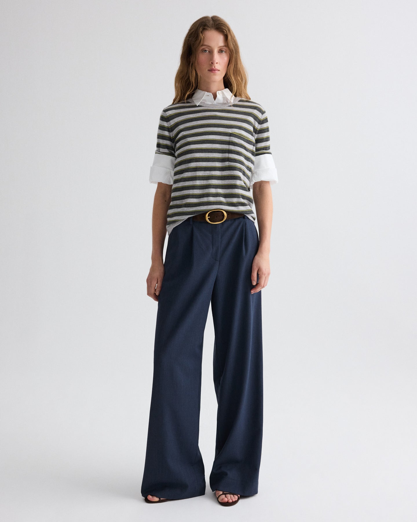 TWP Beetle multi Striped True Crewneck in Superfine Cashmere view 4