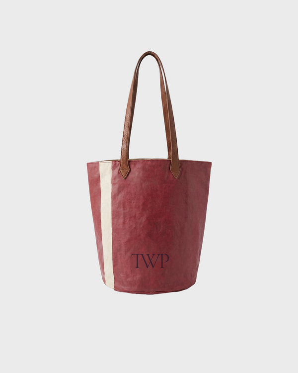TWP Karanda red / ivory Nantucket Small Bucket Bag in Coated Cotton Canvas view 2