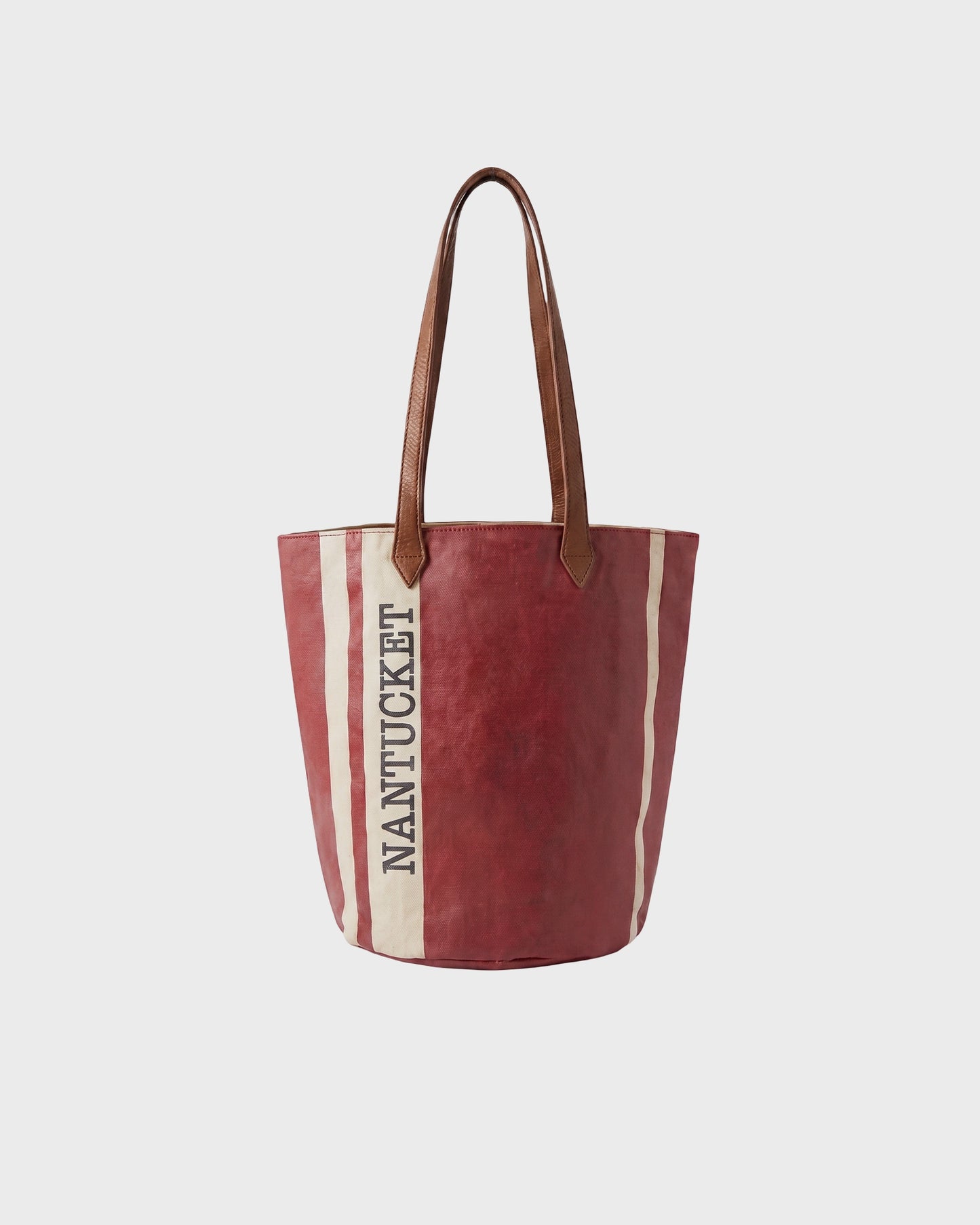 TWP Karanda red / ivory Nantucket Small Bucket Bag in Coated Cotton Canvas view 1
