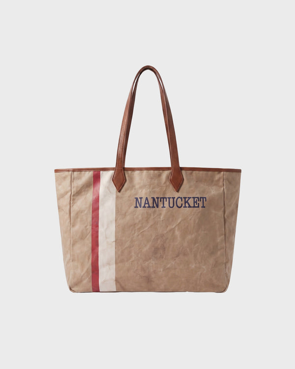 TWP Tan / karanda red Nantucket Tote Bag in Coated Cotton Canvas view 1