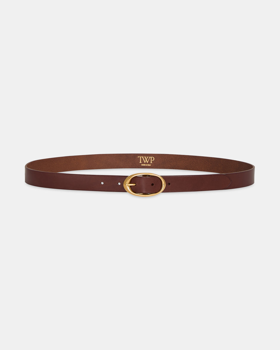 TWP Dark luggage Narrow Belt in Vachetta Leather view 1