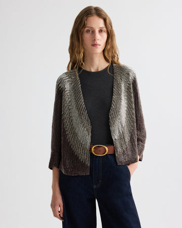 TWP Dark chocolate / gunmetal She Talks to Angels Jacket in Bugle Beads view 1