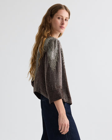 TWP Dark chocolate / gunmetal She Talks to Angels Jacket in Bugle Beads view 3