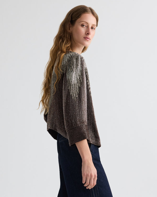 TWP Dark chocolate / gunmetal She Talks to Angels Jacket in Bugle Beads view 3