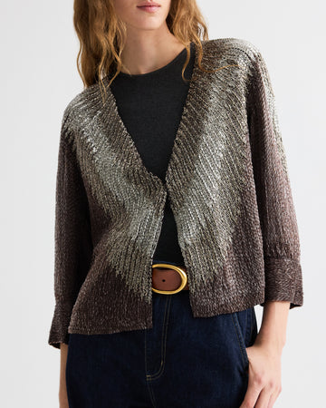 TWP Dark chocolate / gunmetal She Talks to Angels Jacket in Bugle Beads view 2