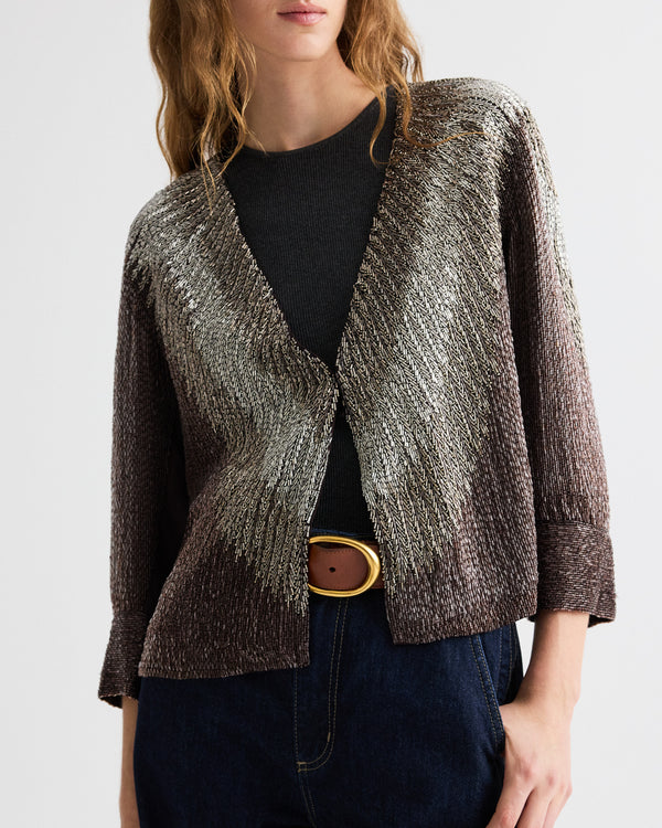 TWP Dark chocolate / gunmetal She Talks to Angels Jacket in Bugle Beads view 1