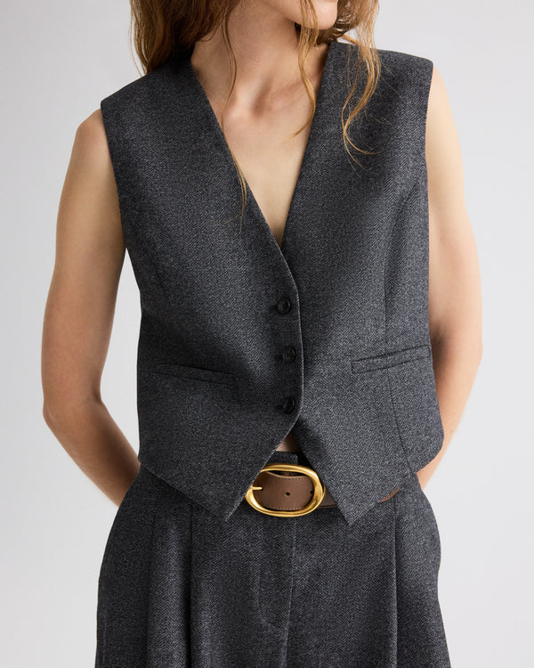 TWP Medium heather grey Mila Vest in Fancy Wool Flannel view 2