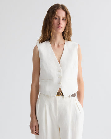 TWP Ivoire Mila Vest in Weave Linen view 4