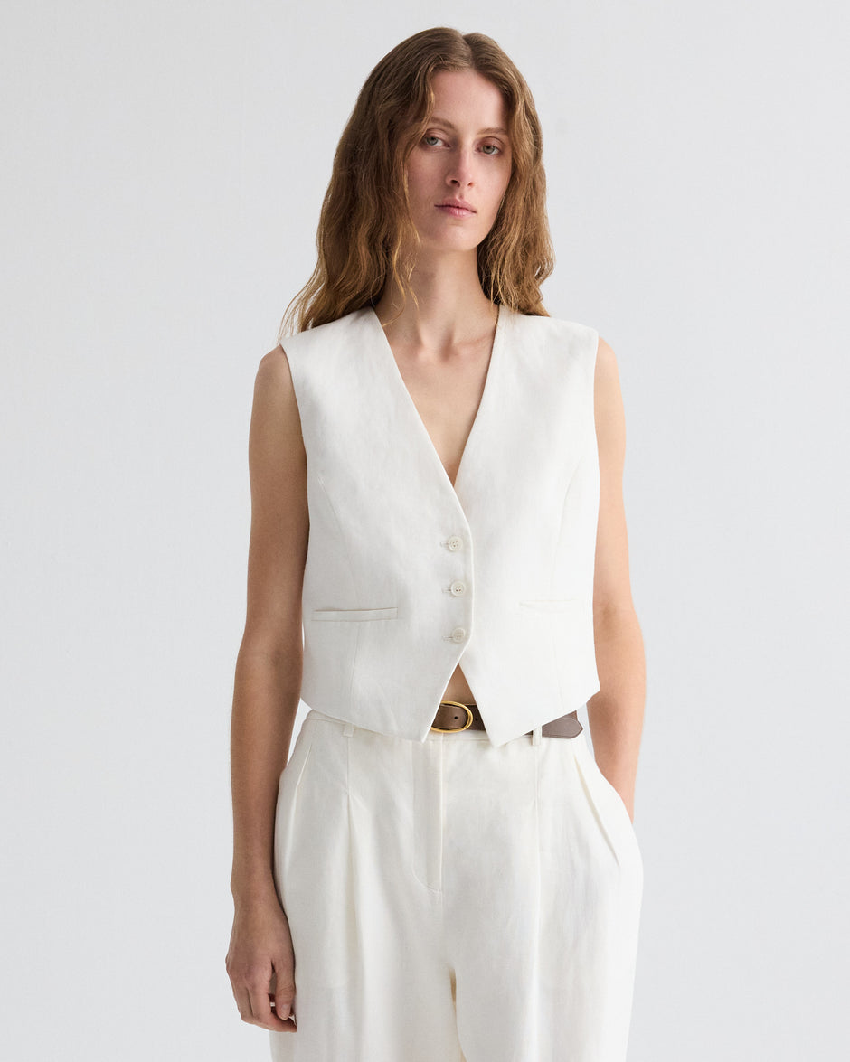 TWP Ivoire Mila Vest in Weave Linen view 4