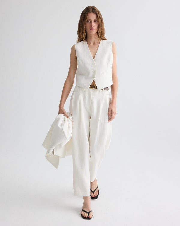 TWP Ivoire Mila Vest in Plain Weave Linen view 3