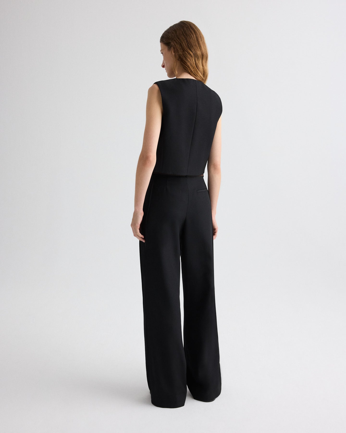 TWP Black Perry Vest in Compact Tux Suiting view 5